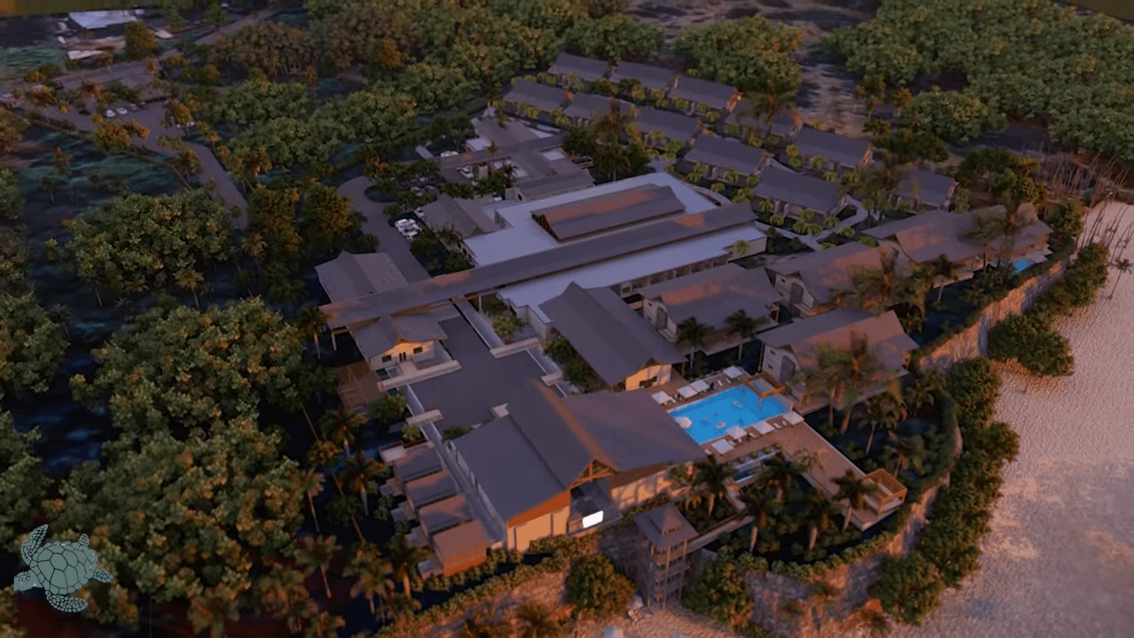 Resort property at sunset
